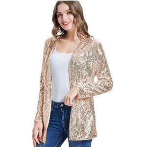 Kancy Kole Sparkly Sequins Open Front Jacket.Size M